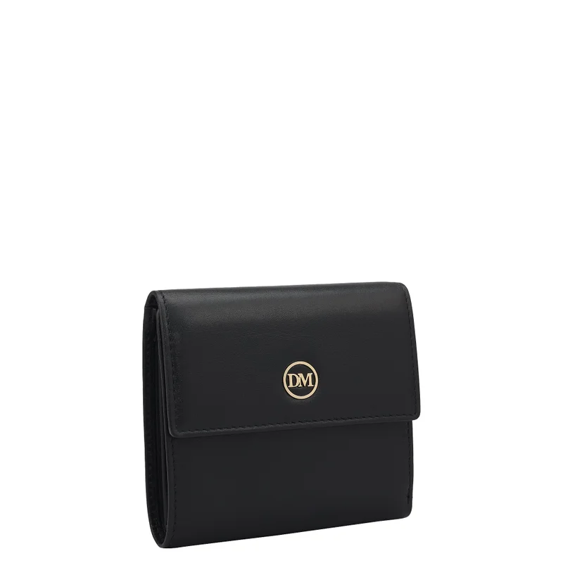 Da Milano Black Plain Leather Ladies Wallet - Black for Women | Best Price UAE